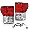 G-PLUS Tail Lights Assembly w/Wiring Harness Compatible with Toyota Tundra 2007-2013 Driver Left & Passenger Right Rear Brake Tail Lamps Red/Clear Lens TO2800165, TO2800183 Luces Traseras