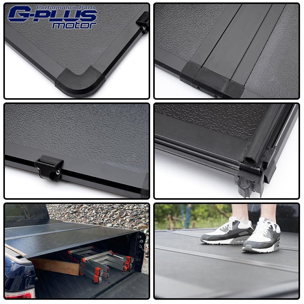 G-PLUS Hard Tri-Fold Truck Tonneau Cover Compatible with 2005-2011 Dodge Dakota Quad Cab/Standard Cab 6'5" Standard Short Bed