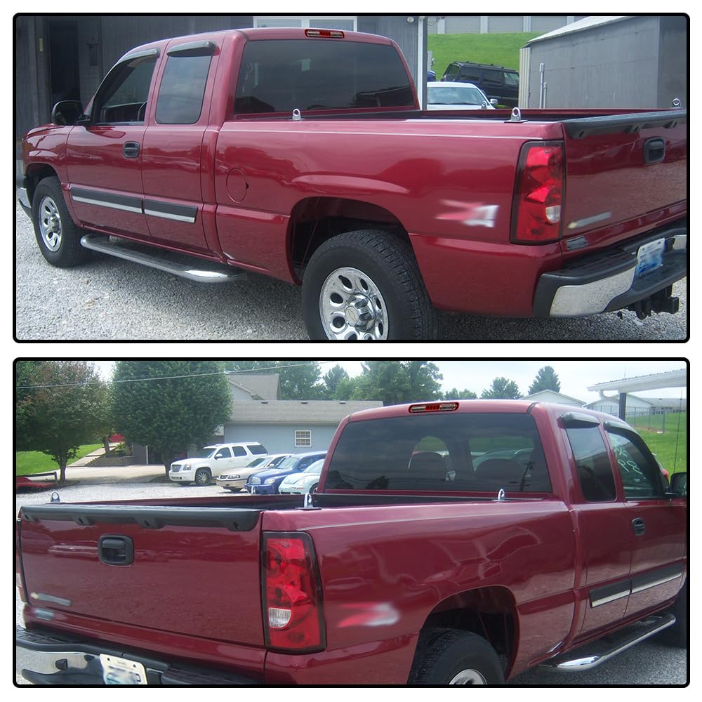 G-PLUS LED Third Brake Light Compatible With 1999-2006 Chevy Silverado GMC Sierra 1500 2500HD 3500,3RD Cargo LED Tail Lamps Chrome Housing Red & Smoky Lens