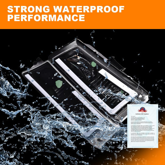 G-PLUS Headlights Assembly Fit Avalanche/Silverado 1500 2500 HD 3500 2003-2006,Fit Silverado 1500 2500 3500 Classic 2007,Clear Lens Black Housing Clear ReflectorBumper Headlamps,faros delanteros