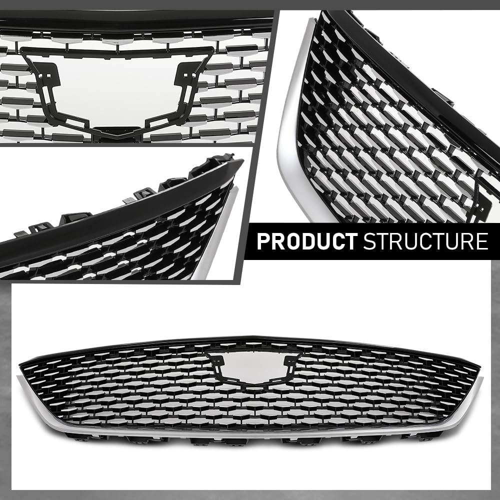 G-PLUS Front Bumper Grill Grille Compatible with Cadillac CT5 Luxury 2020-2023 84934970 Chrome Black