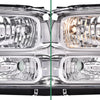 G-PLUS Headlights Assembly Fit 1999-2004 Ford F250 F350 F450 F550 Super Duty/2000-2004 Ford Excursion Headlamps,Clear lens Chrome Housing Clear Reflector FO2503147 FO2503183 Driver & Passenger Side
