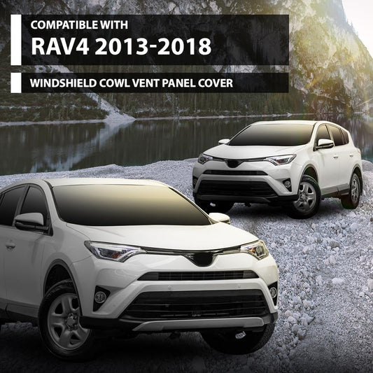 G-PLUS Windshield Cowl Vent Panel W/Side Cowl Cover Trim ABS Compatible with Toyota RAV4 2013-2018 55708-0R030, 557080R030 Black