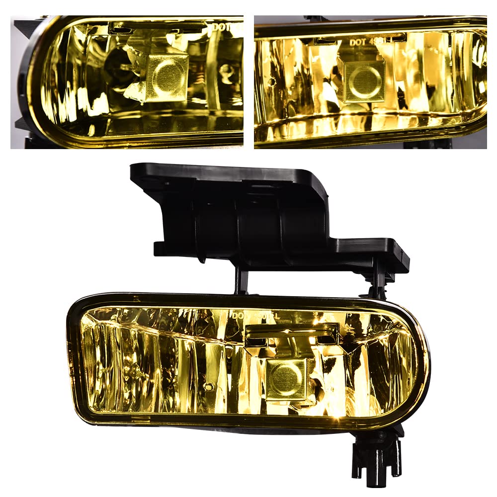G-PLUS Fog Lights Lamp Left Right Compatible With 1999-2002 Chevy Silverado 1500/2500/Fit 2001 2002 Chevy Silverado 3500/Fit 2000-2006 Tahoe Suburban faros antiniebla(Yellow)