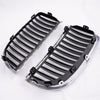 4PCS Silver Front Bumper Kidney Grille Hood Grills Replacement For BMW E90 E91 2005-2008 3-Series 320i 325i 330i 323i 328i Sedan Wagon 2006 2007