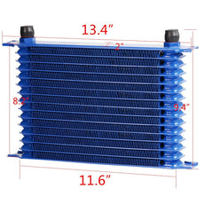 G-PLUS Aluminum Oil Cooler Kit 15 Row Universal Engine Transmission Filter Kit Front View
