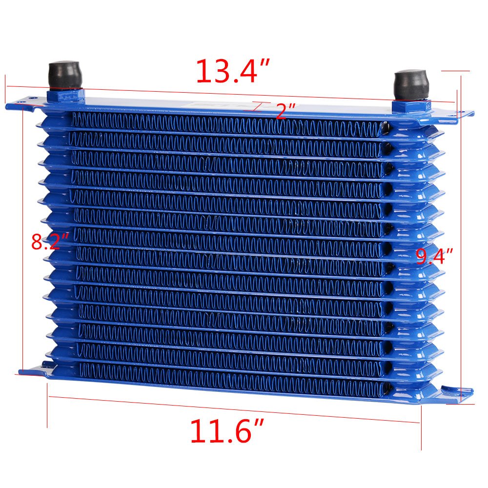 G-PLUS Universal 15 Row AN10-10AN Aluminum Engine Transmission Oil Cooler Kit + Oil Hose End Kit
