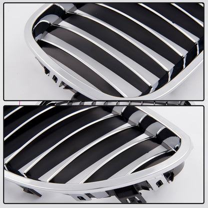 Left & Right Front Bumper Kidney Grilles Hood Grill Replacement For BMW E60 E61 5 Series M5 2003 2004 2005 2006 2007 2008 2009 2010 Silver