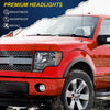 G-PLUS Headlights Assembly, Compatible with 2009 2010 2011 2012 2013 F150(NOT Fit LED Style,Only Fit without LED Style) Bumper Headlamp Smoky lens Chrome Housing Amber Reflector