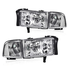 G-PLUS Headlights Assembly for Dodge Ram 1500 2500 3500 1994-2002 Clear Lens Chrome Housing