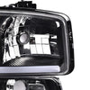 G-PLUS LED DRL Headlights Assembly Left Driver & Right Passenger Bumper Headlamps Compatible with GMC Sierra 1500 1999-2007; Fit GMC Sierra 1500 HD 2001-2007 Clear Lens Black Housing Clear Reflector