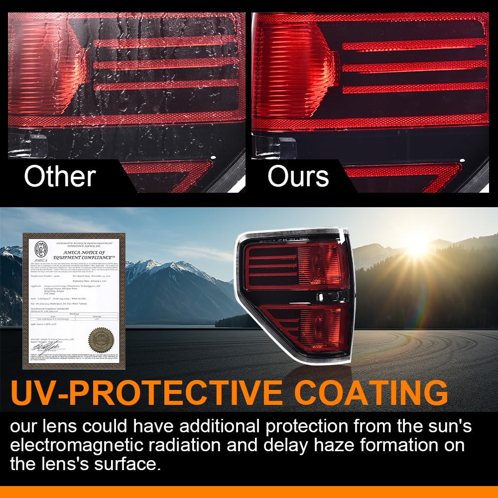G-PLUS Rear Tail Lights Compatible With 2009-2014 Ford F150 2/4 DoorBrake Lamps Left Side luces traseras11