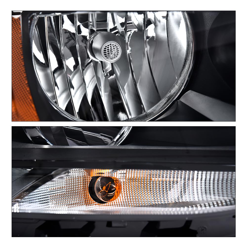 G-PLUS Headlights Headlamps w/Bulbs Compatible with Volkswagen Jetta 2011-2018 Left Right VW2502146, VW2503146 Clear Lens Black Housing Amber Reflector