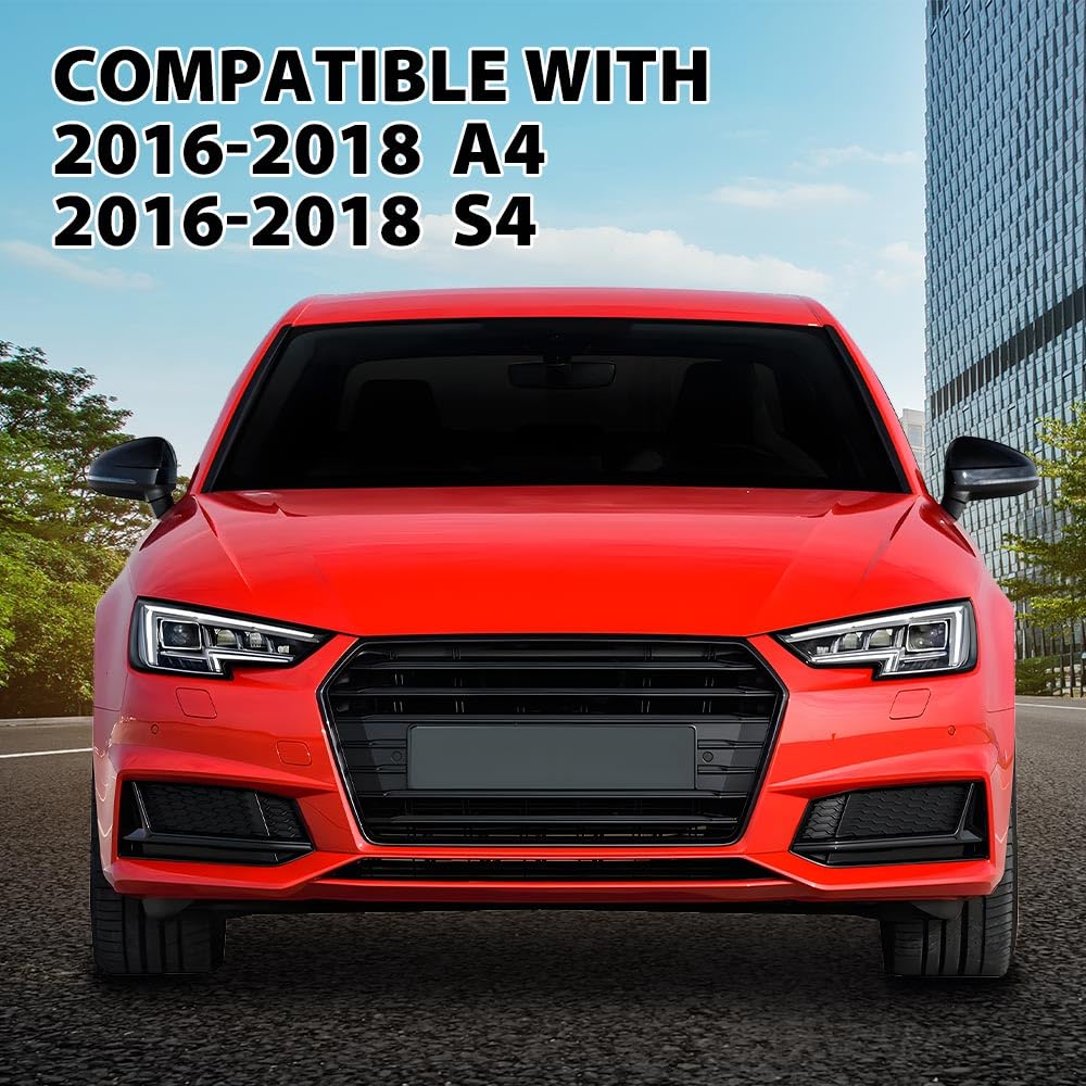 G-PLUS Front Bumper Fog Light Lamp Cover Grille Driver and Passenger Side Compatible with Audi A5 S-Line / S5 B8 RS5 2008-2012,NOT fit A5 Standard Bumper 8T0807682D 8T0807681B Honeycomb Style