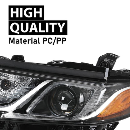 G-PLUS Projector Headlight w/Bulb Compatible with Toyota Camry LE SE 2018-2022 Left Driver Clear Lens Black Housing Amber ReflectorBumper Headlamps,faros delanteros