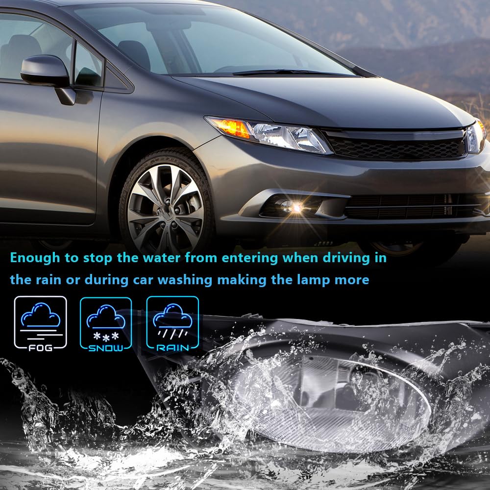 G-PLUS Fog Lights H11 12V 55W Halogen Lamp Compatible with 2009-2011 Honda Civic Sedan 4 Door with Bulbs & Wiring Harness & Switch Kit Real Glass Clear Lens
