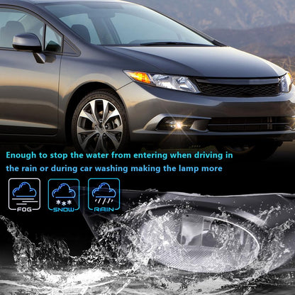 G-PLUS Fog Lights H11 12V 55W Halogen Lamp Compatible with 2009-2011 Honda Civic Sedan 4 Door with Bulbs & Wiring Harness & Switch Kit Real Glass Clear Lens