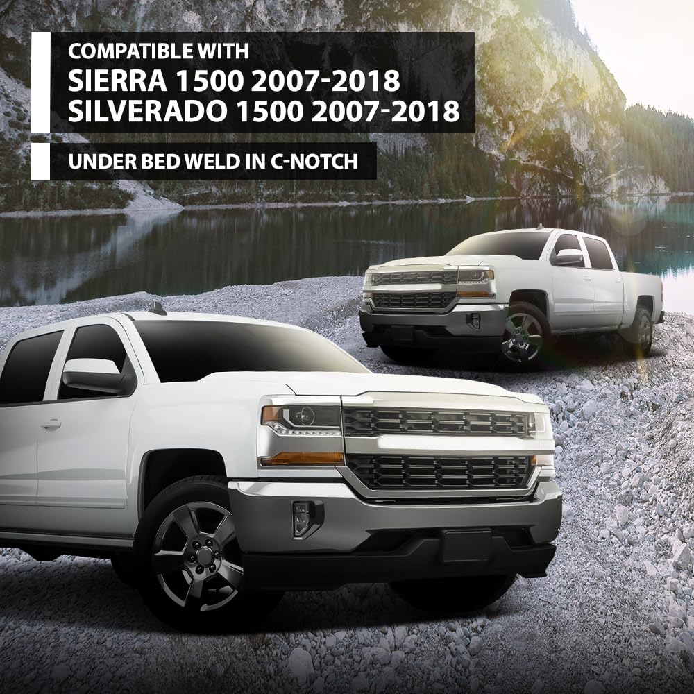 G-PLUS Under Bed Weld In C-Notch Compatible with Chevy Silverado 1500 2007-2018 GMC Sierra 1500 2007-2018 Silver