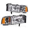 G-PLUS Headlights Lamps Fit Dodge Ram 1500 1994-2001/Fit Dodge Ram 2500 3500 1994-2002,Not fit Ram Sport,Clear Lens Chrome Housing Amber Reflector w/o Bulbs Bumper Headlamps,faros delanteros Assembly