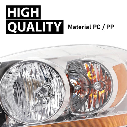 G-PLUS Headlights Assembly w/Bulbs Light Bar Left and Right Side Compatible with Dodge Ram 1500 2006-2008/Fit Dodge Ram 2500 3500 2006-2009 Clear Lens Chrome Housing Amber Reflector Faro