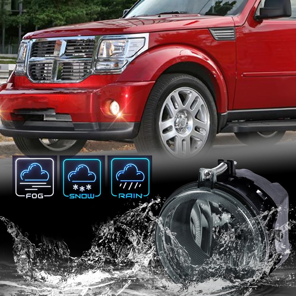 G-PLUS 2Pcs Set Fog Lights Compatible With Dodge Nitro 2005-2008/Fit Dodge Challenger 2008-2010/Fit Dodge Charger 2006-2009 Smoke Lens