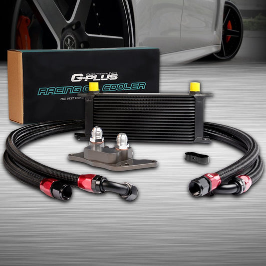 16 Row AN10 Engine Aluminum Oil Cooler Kit Compatible For BMW MINI COOPER S TURBO R56 2006 2007 2008 2009 2010 2011 2012 Black