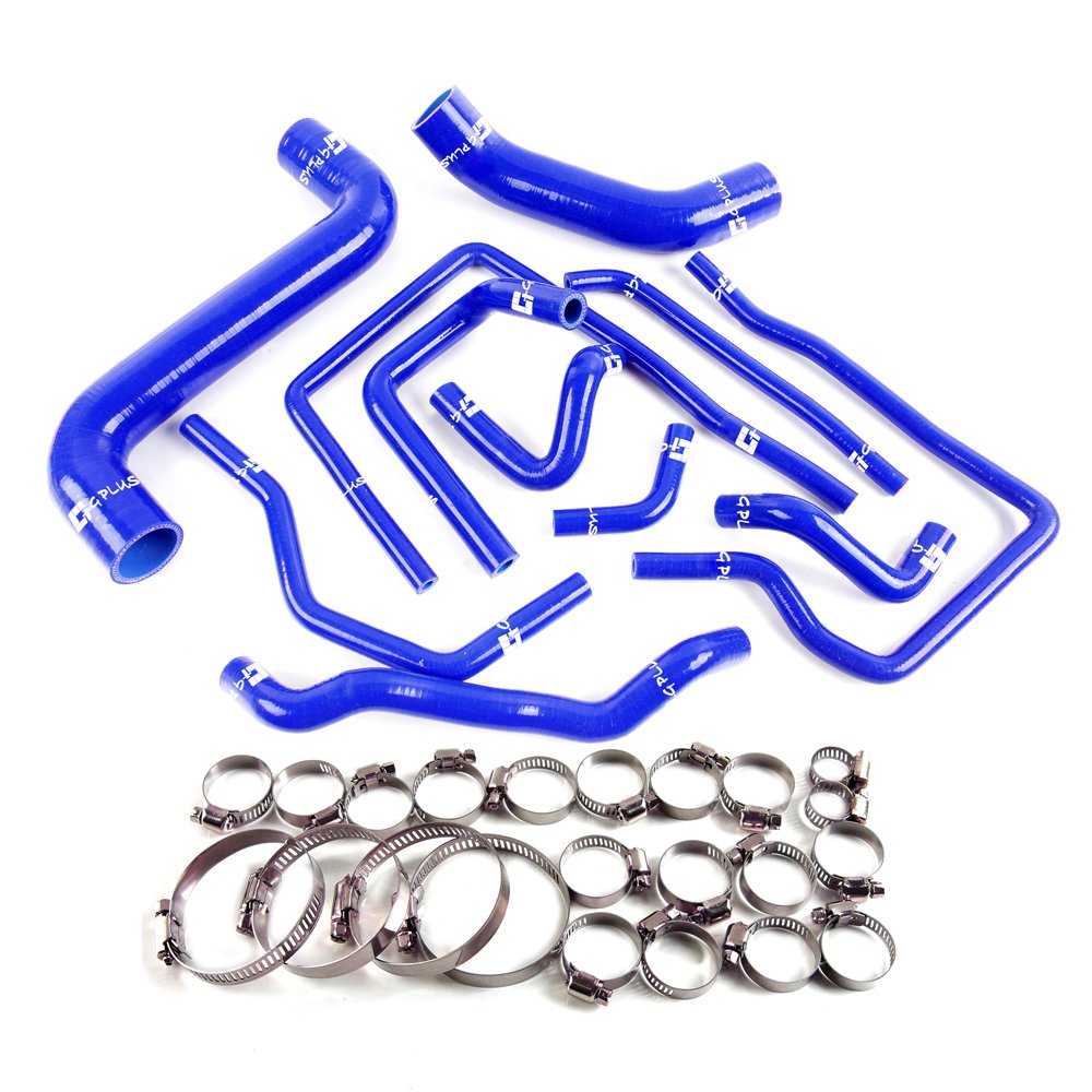 G-PLUS Silicone Radiator Coolant Hose Kit Clamps Compatible With 2002-2007 Subaru Impreza WRX/STi GDA/GDB EJ207, Blue 3-Ply Nylon Silicone