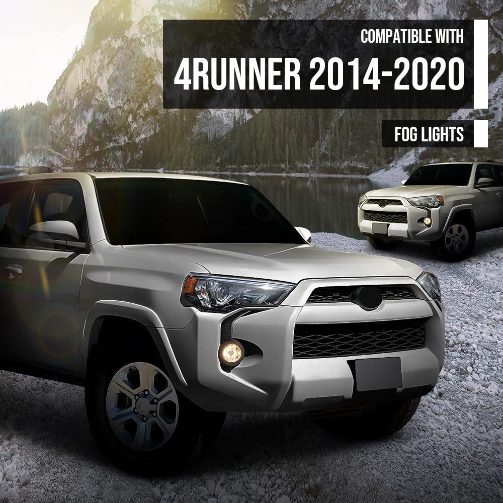 G-PLUS Fog Lights & Lamps Bezel Trim Surround Covers Compatible with Toyota 4Runner TRD SR5 2014-2020 5212735100, 5212835080 Black