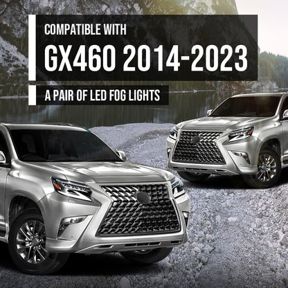 G-PLUS LED Fog Light Pair Right Passenger & Left Driver Compatible with LX GX460 2014-2023 8122060110, 8121060190 Black