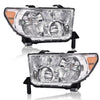 G-PLUS Headlights, Compatible with 2007-2013 Toyota Tundra /2008-2017 Sequoia,Clear Lens Chrome Housing Amber Reflector,faros delanteros