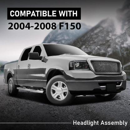 G-PLUS LED Headlights Assembly Fit 2004-2008 Ford F150,Fit Lincoln Mark LT 2006-2008(NOT Fit 2004 F150 Heritage/Flareside Beds) Clear Lens Black Housing Clear Reflector Headlamps,faros delanteros