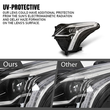 G-PLUS LED Headlight Front Left Driver Side Compatible with Cadillac XT5 2020-2023 84849607 Black