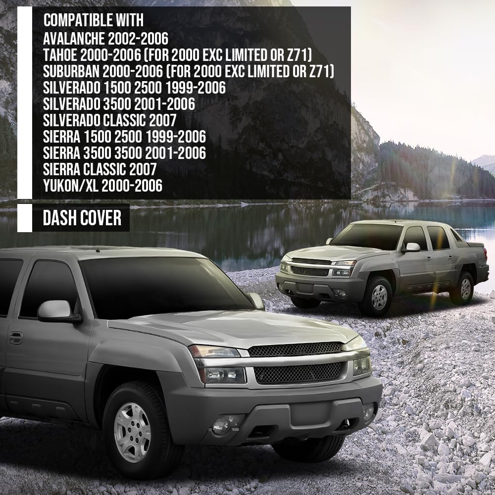 G-PLUS TPE Dash Cover Skin Cap Overlay Compatible with Chevy 2000-2006 Fit GMC Sierra 1500 2500 1999-2006 / Sierra Classic 2007 Blue