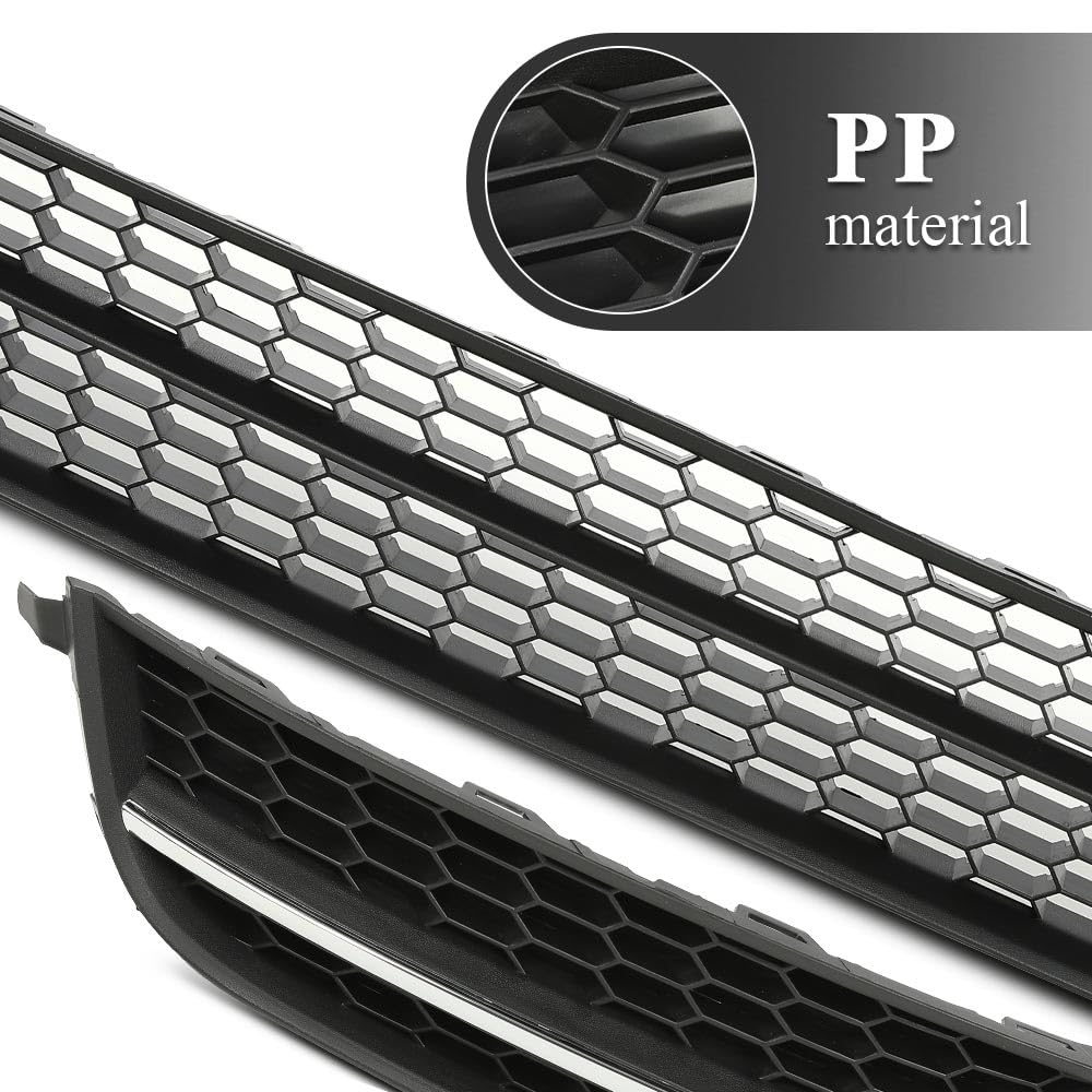 G-PLUS Front Bumper Radiator Lower Grille and Grill Fog Light Cover Compatible with Volkswagen Passat 2012-2015 561853665E 561853666C 561853677