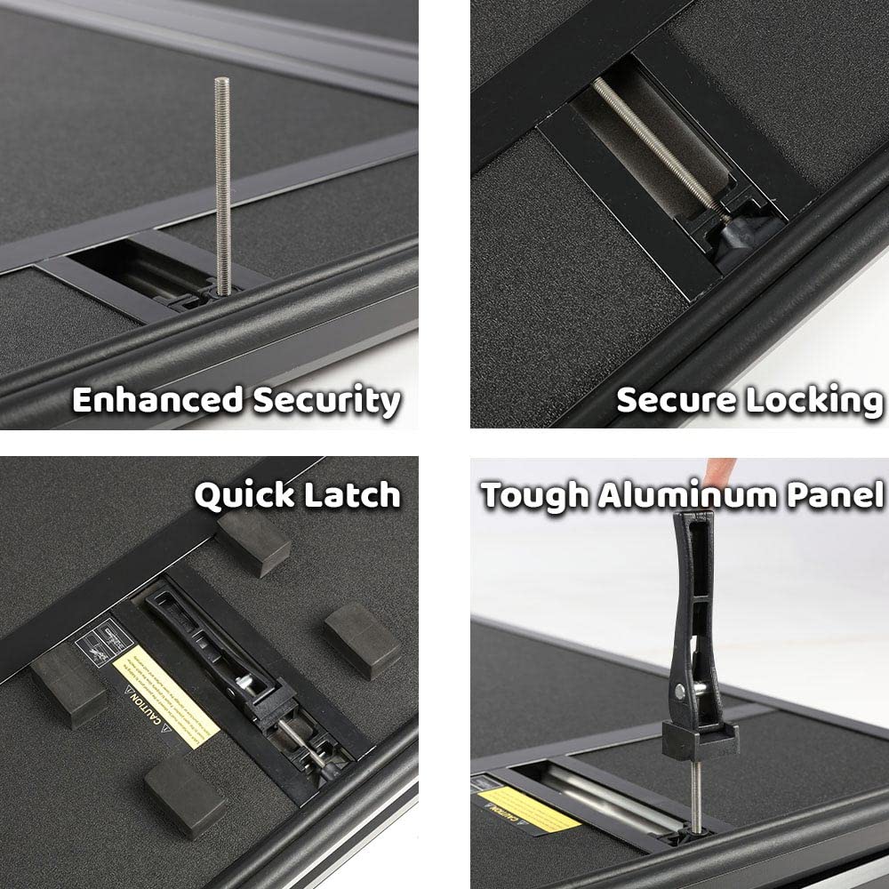 G-PLUS Quad Fold Truck Tonneau Cover Compatible with 2009-2014 Ford F150 Long Bed 8´ Foldable Truck Bed Tonneau Cover Replacement
