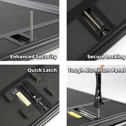 G-PLUS Quad Fold Truck Tonneau Cover Compatible with 2009-2014 Ford F150 Long Bed 8´ Foldable Truck Bed Tonneau Cover Replacement