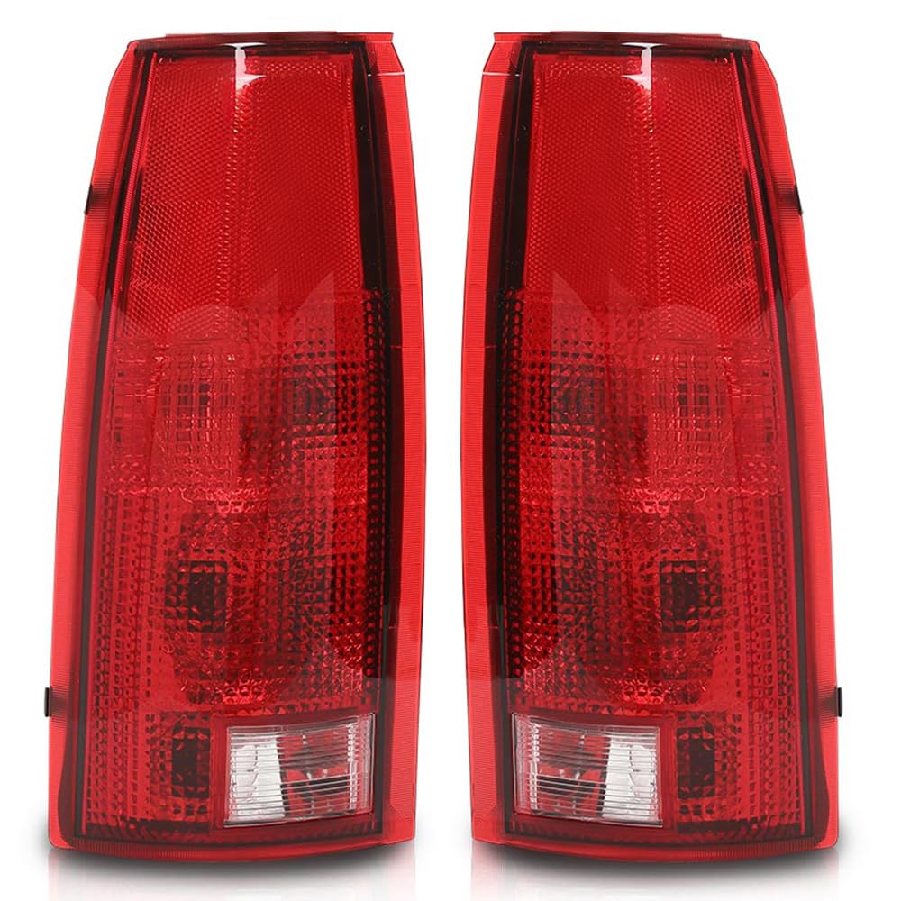 G-PLUS Tail Lights Assembly w/o Connector Circuit & Bulb Compatible with Chevy/GMC C/K 1500 2500 3500 1988-1999 Rear Brake Lamps Luces Traseras, GM2800104, Red Lens