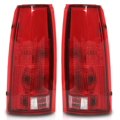 G-PLUS Tail Lights Assembly w/o Connector Circuit & Bulb Compatible with Chevy/GMC C/K 1500 2500 3500 1988-1999 Rear Brake Lamps Luces Traseras, GM2800104, Red Lens