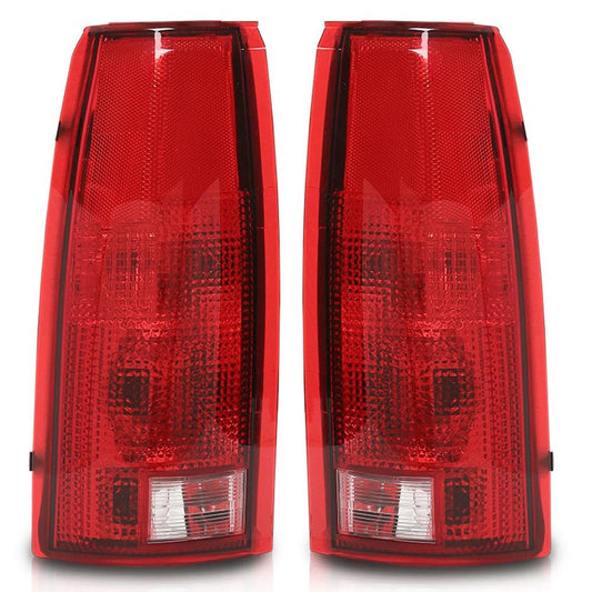 G-PLUS Tail Lights Assembly w/o Connector Circuit & Bulb Compatible with Chevy/GMC C/K 1500 2500 3500 1988-1999 Rear Brake Lamps Luces Traseras, GM2800104, Red Lens