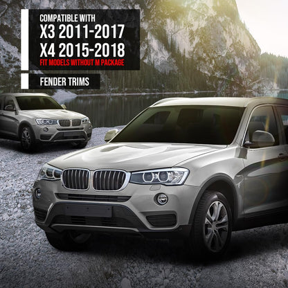 G-PLUS Front LH & RH Side Textured Wheel Opening Molding Compatible with BMW X3 2011-2017 Fit BMW X4 xDrive28i 2015-2018 Fit Models without M Package 51777210082, BM1291108 Black