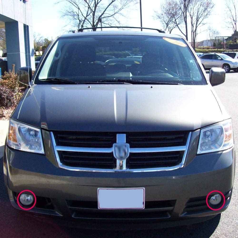G-PLUS Front Bumper Fog Lights Compatible with 2010-2011 Dodge Grand Caravan Nitro / 2010-2013 Chrysler Town & Country / 2010-2012 Dodge Caliber Driving Fog Lamps Driver Or Passenger Side Clear Lens