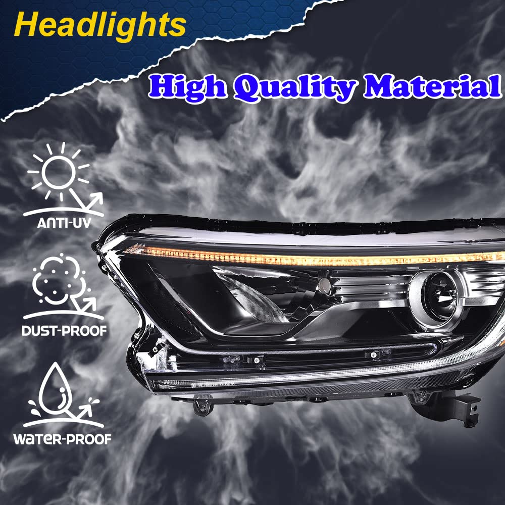 G-PLUS Headlights Assembly, Compatible with 2017 2018 2019 Honda CRV CR-V Left Bumper Headlamp, Clear Lens Black Housing Amber ReflectorBumper Headlamps,faros delanteros