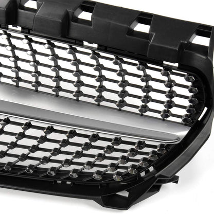 Diamond Star Front Bumper Mesh Grille Compatible with W117 CLA Class CLA180 CLA200 CLA250 CLA45 AMG 2014-2016 Silver Hood Upper Grille Assembly