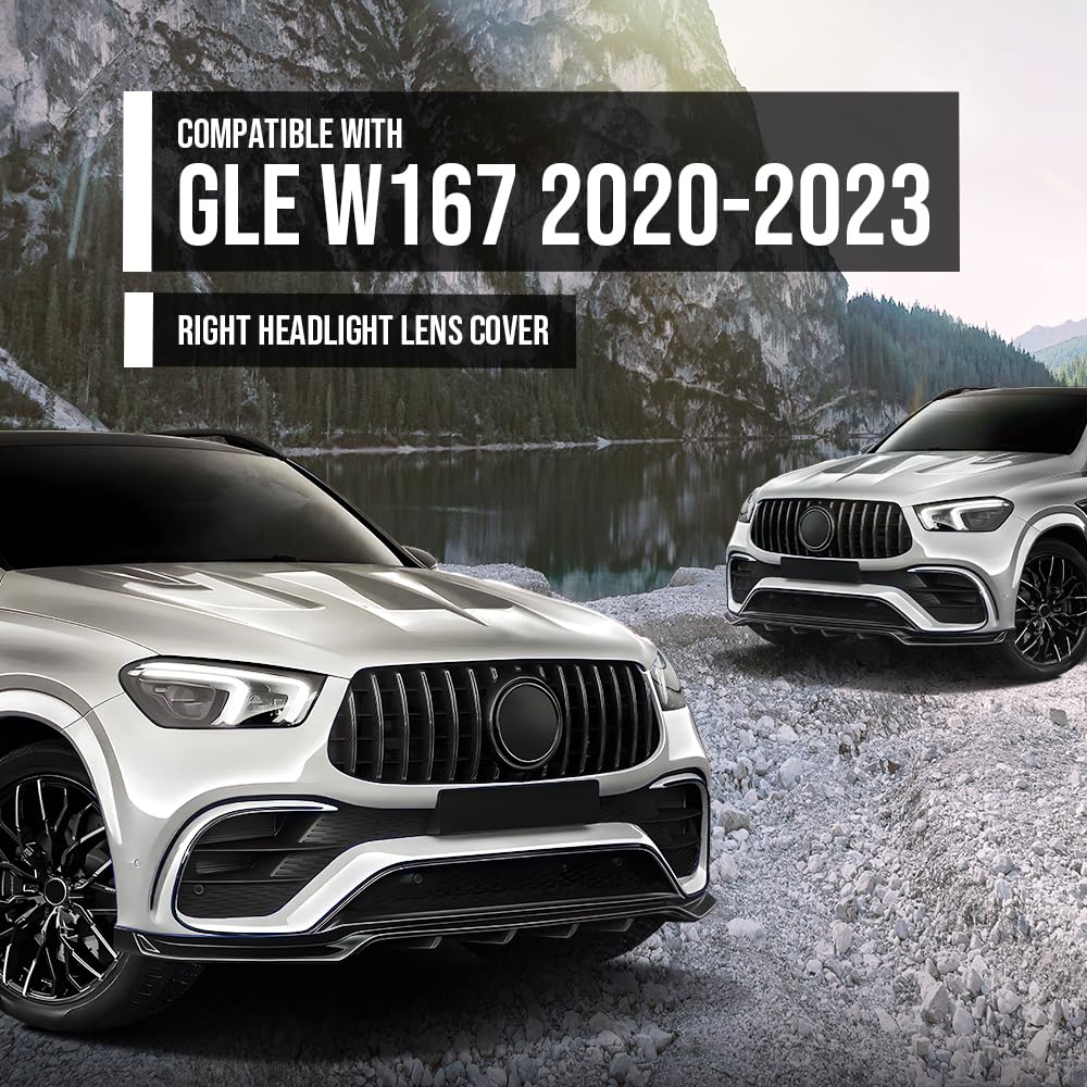 G-PLUS Headlight Lens Cover Compatible with Benz GLE W167 2020 2021 2022 2023 Right Side Front Headlamp Lens Cover Clear