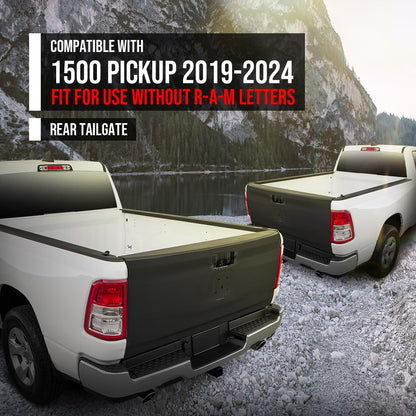 G-PLUS Rear Tailgate Fit Dodge Ram 1500 Pickup 2019-2024, Fit Use Without R-A-M Letters CH1900131, 68623973AA, 68278358AF, 68278358AE, 68278358AD, 68278358AC, 68278358AB, 170-10124 Painted Black