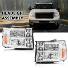 G-PLUS LED Headlights for GMC Sierra 1500 2500HD 3500HD 2007-2014 Clear Chrome Amber Product Details