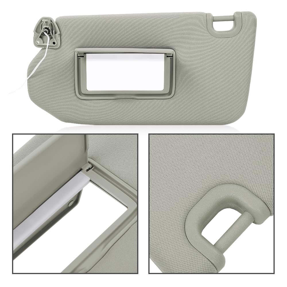 G-PLUS Gray Left & Right Sun Visor 1 Pair with Lights & Mirror Compatible with 2013-2018 Nissan Pathfinder (Platinum, SL, SV)/ 2014-2017 Infiniti QX60 96400-9PB0A,96401-9PB0A