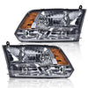 G-PLUS Quad Headlights Fit Dodge Ram 1500-3500 (2009-2012 New Body) - Smoky Lens, Chrome Housing, Amber Reflector Bumper Headlamps,faros delanteros Assembly