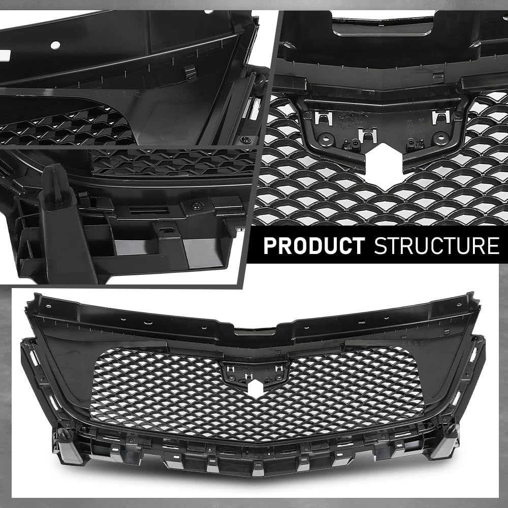 G-PLUS Front Bumper Grille Grill Compatible with Cadillac XT6 2020-2021 84758562 Black and Chrome