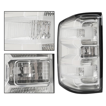 G-PLUS Tail Lights w/Bulbs Compatible with Chevy Silverado 1500 2014-2018/Fit Silverado 2500 HD 3500 HD 2015-2019 w/o Wiring Harness Clear Lens Chrome Housing Brake Lamp Rear LightsAssembly